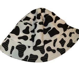 Cow Print Bucket Hat Black White Animal Summer Festival Coastal Cowgirl